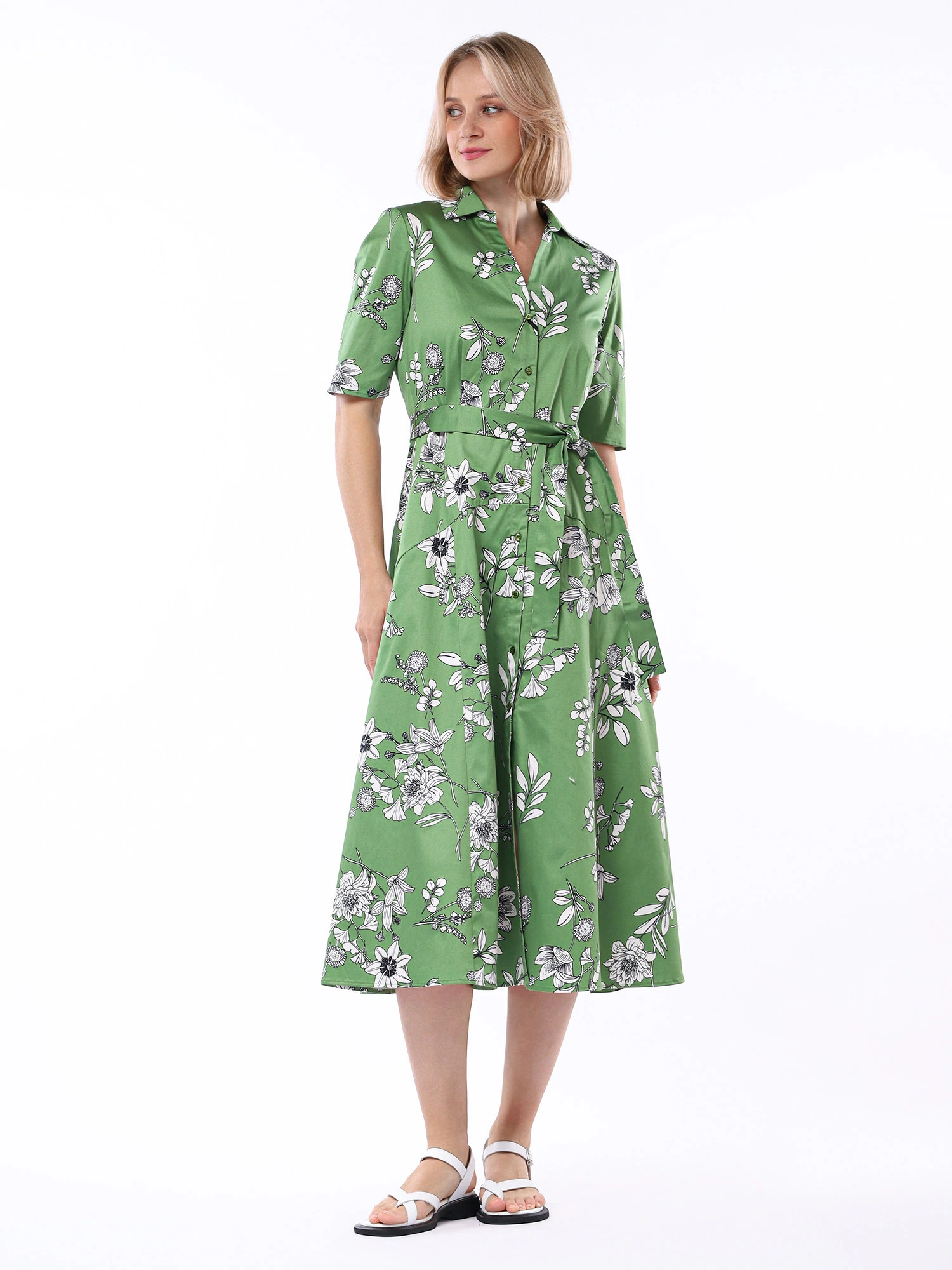 Платье из смесового хлопка с принтом